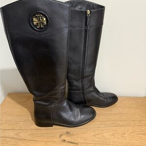 Tory Burch Black Leather Riding Boots